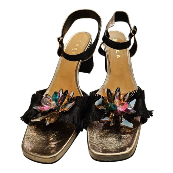 Barca Heels Size 40 Gold and Black - Picture 3 of 10